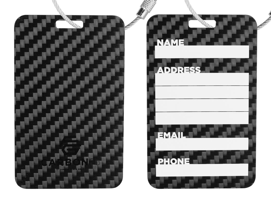 CarbonFG carbon fiber luggage tag, front and back