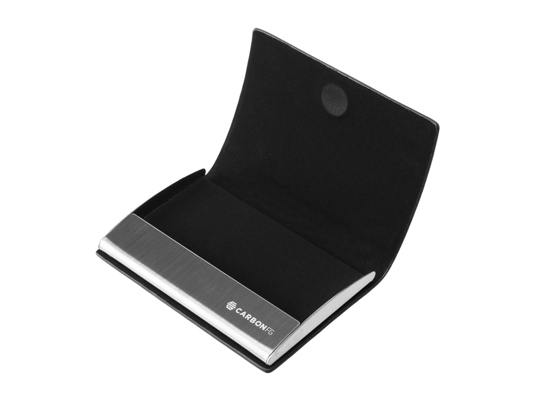 CarbonFG Flexy carbon fiber business card holder, open