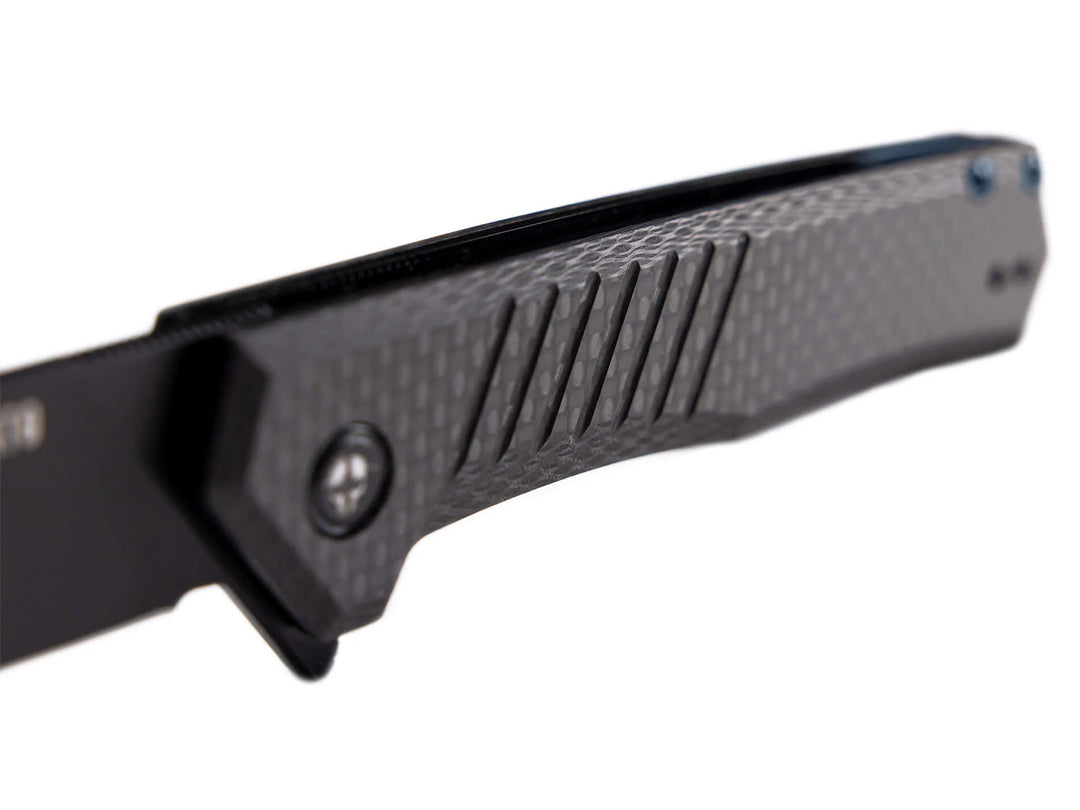Tekto F1 Alpha Linerlock Knife up close carbon fiber