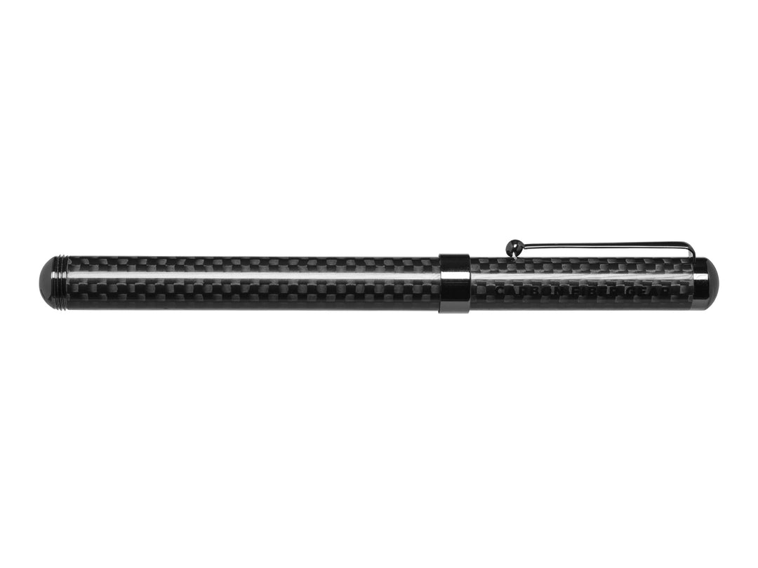 Ash carbon fiber rollerball pen, closed
