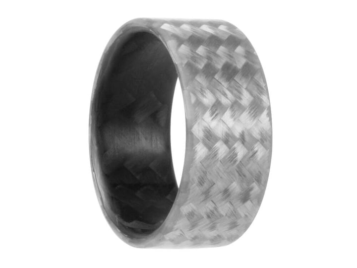 Silverback Carbon Fiber & Silver Fiberglass Ring by Element Ring Co.