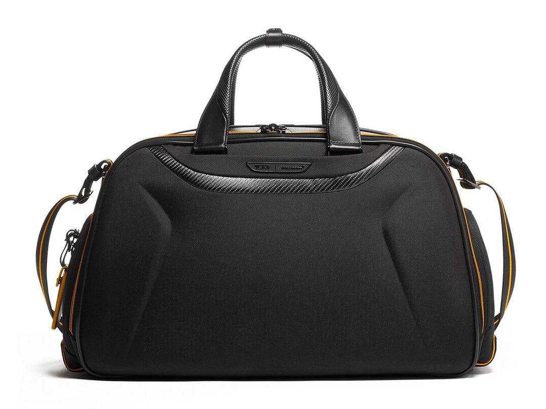 TUMI x McLaren Quantum carbon fiber duffel bag, front
