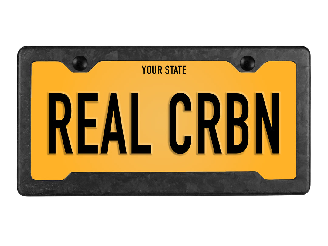 Forged Carbon Fiber License Plate Frame - 2 Holes Angled Bottom - Matte Finish