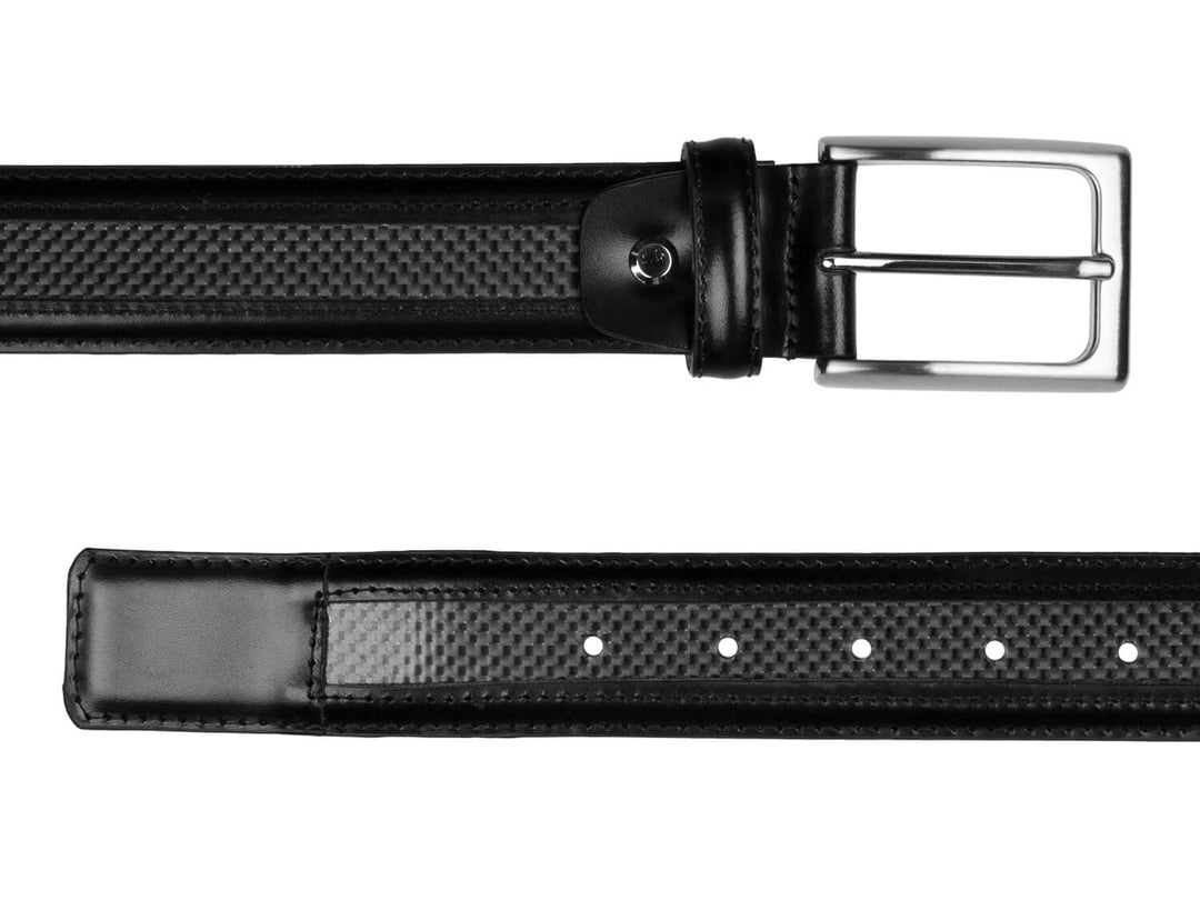 Michael Toschi carbon fiber and black leather belt