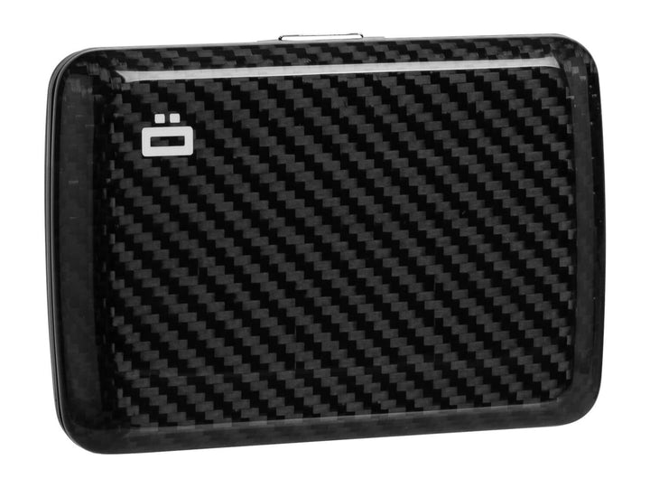 Ogon Smart Case V2 (formerly Stockholm V2) carbon fiber wallet, quarter angle