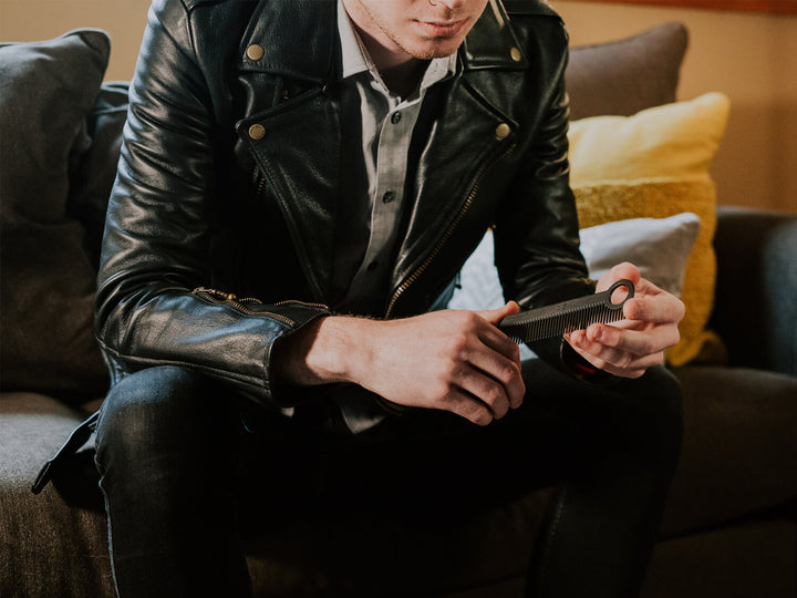 Chicago Comb Co Model No. 1 carbon fiber comb with model