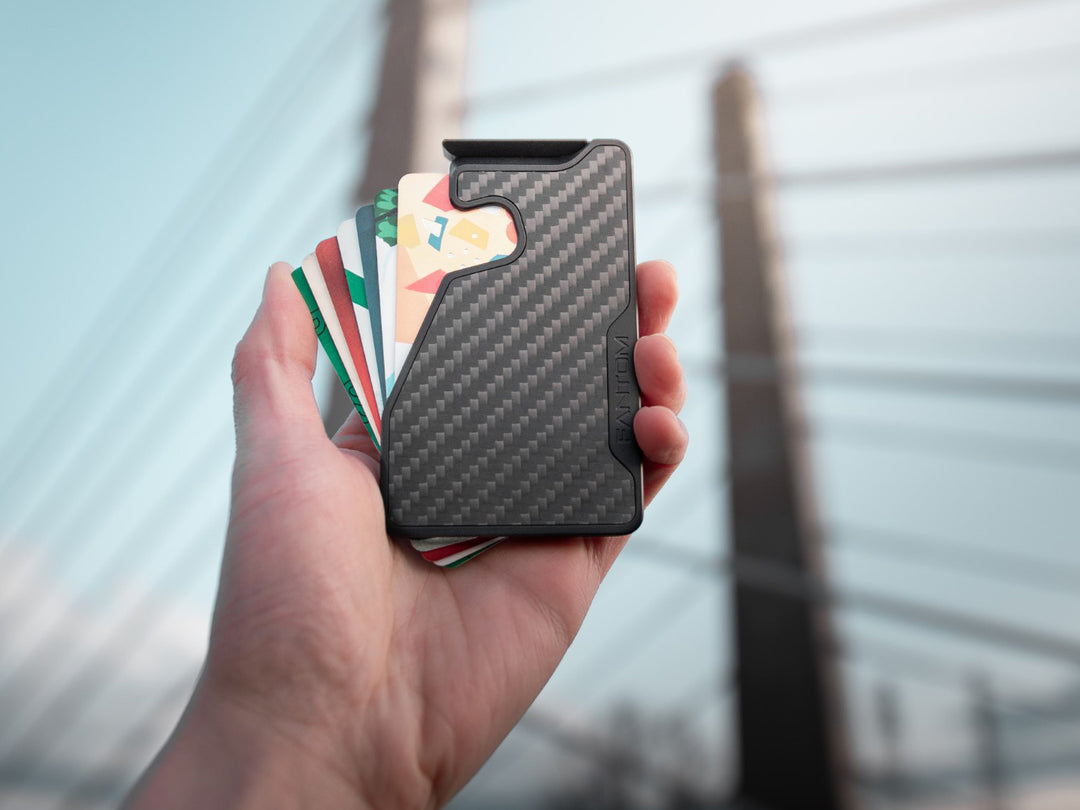 Fantom X Carbon Fiber Fan-Out Wallet with Cash Holder in hand