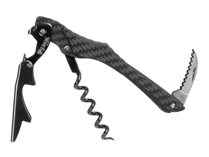 Farfalli Gulliver Professional Carbon Fiber Corkscrew displayed on a white background, showcasing its sleek design.