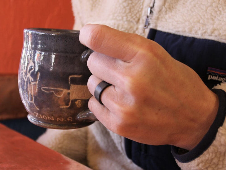 Ranger Filament Carbon Fiber Ring by Element Ring Co. on Finger