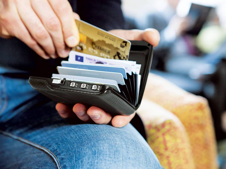 Ogon Carbon Code Carbon Fiber Vault Wallet, lifestyle open