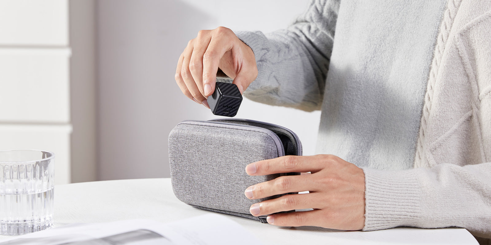 Putting carbon fiber USB C charger inside a bag